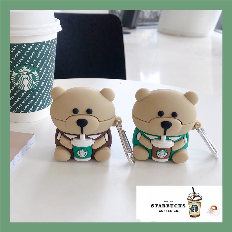 Starbucks  Cute Cover  Hanging Ring Cute Bear for AirPods  Earphone Case Cover