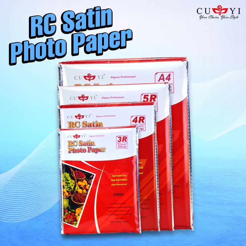 CUYI RC Satin Photo Paper 260gsm A4 5R 4R 3R Size Resin Coated