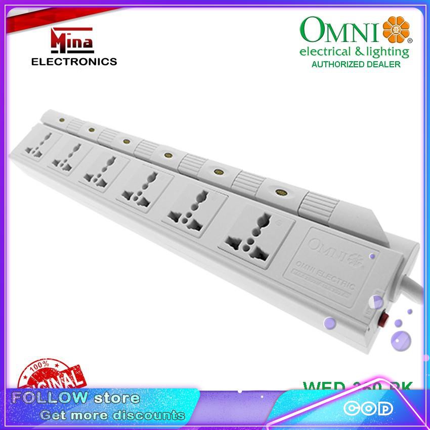 Omni Wed 360 Pk Extension Cord Set W Individual Switch 6 Gang 1 Meter Cord 2 500w 10a 250v Shopee Philippines