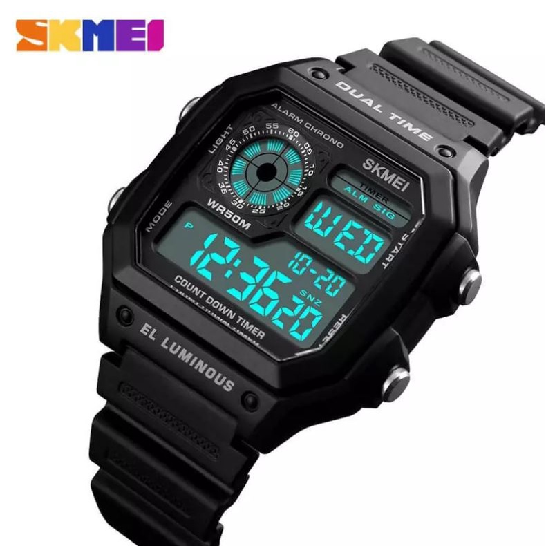 SKMEI 1299 Digital LED Light Sport Dual Time Unisex Watch