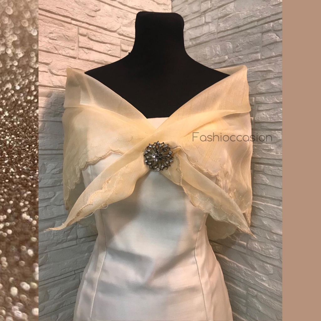 Filipiniana Alampay with Brooch Pin Maria Clara Style | Shopee Philippines