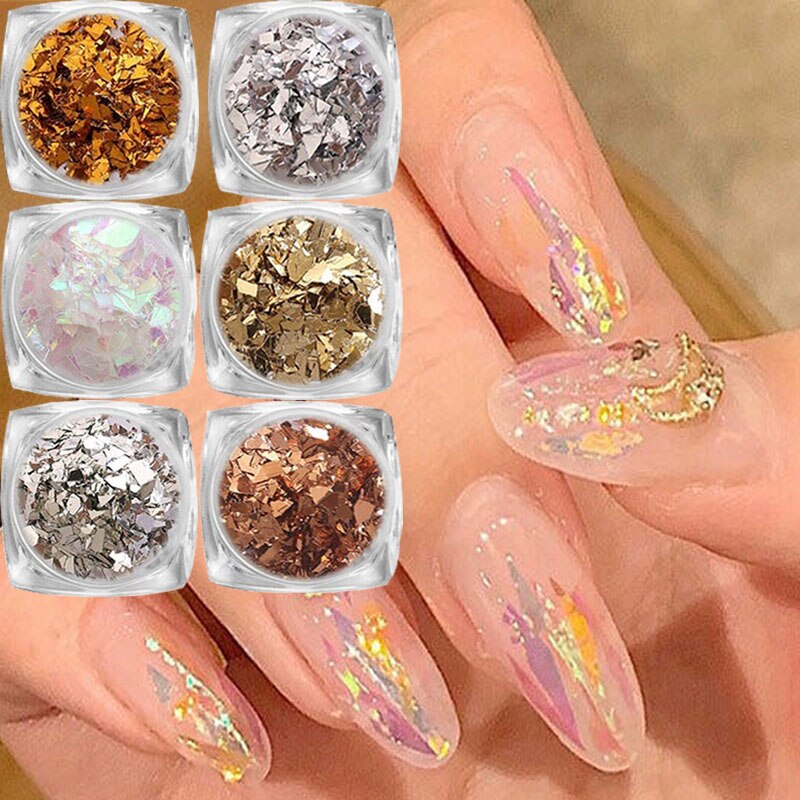 3D Sequins Nail Sticker,Irregular Aluminum Nail Glitter Sequins