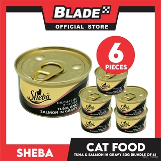 6pcs Sheba Succulent Tuna and Salmon in Gravy 85g Grain-Free Cat Wet Food