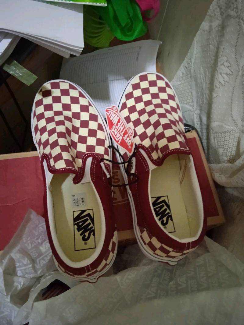 rumba red checkered vans