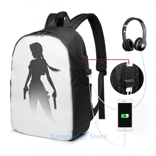Funny Graphic print TOMB RAIDER ANGEL OF DARKNESS SHADOW USB Charge Backpack men School bags Women b #2