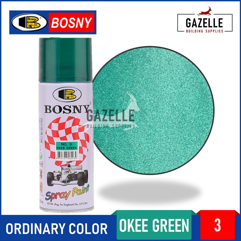 Bosny Ordinary Color Acrylic Spray Paint - 3 Okee Green | Shopee ...