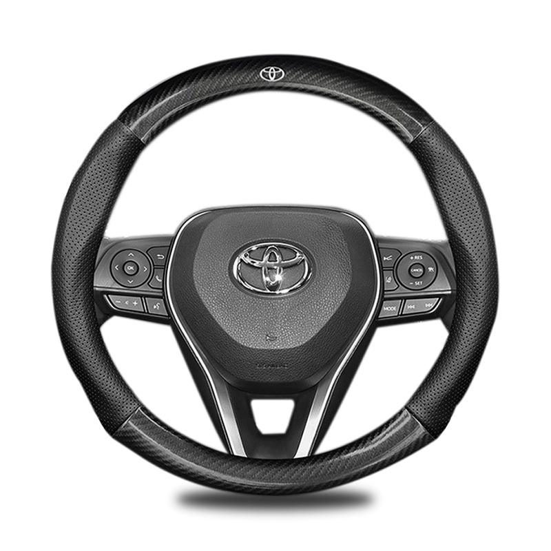 Toyota Car Carbon Fiber Leather Steering Wheel Cover For Avanza Rush