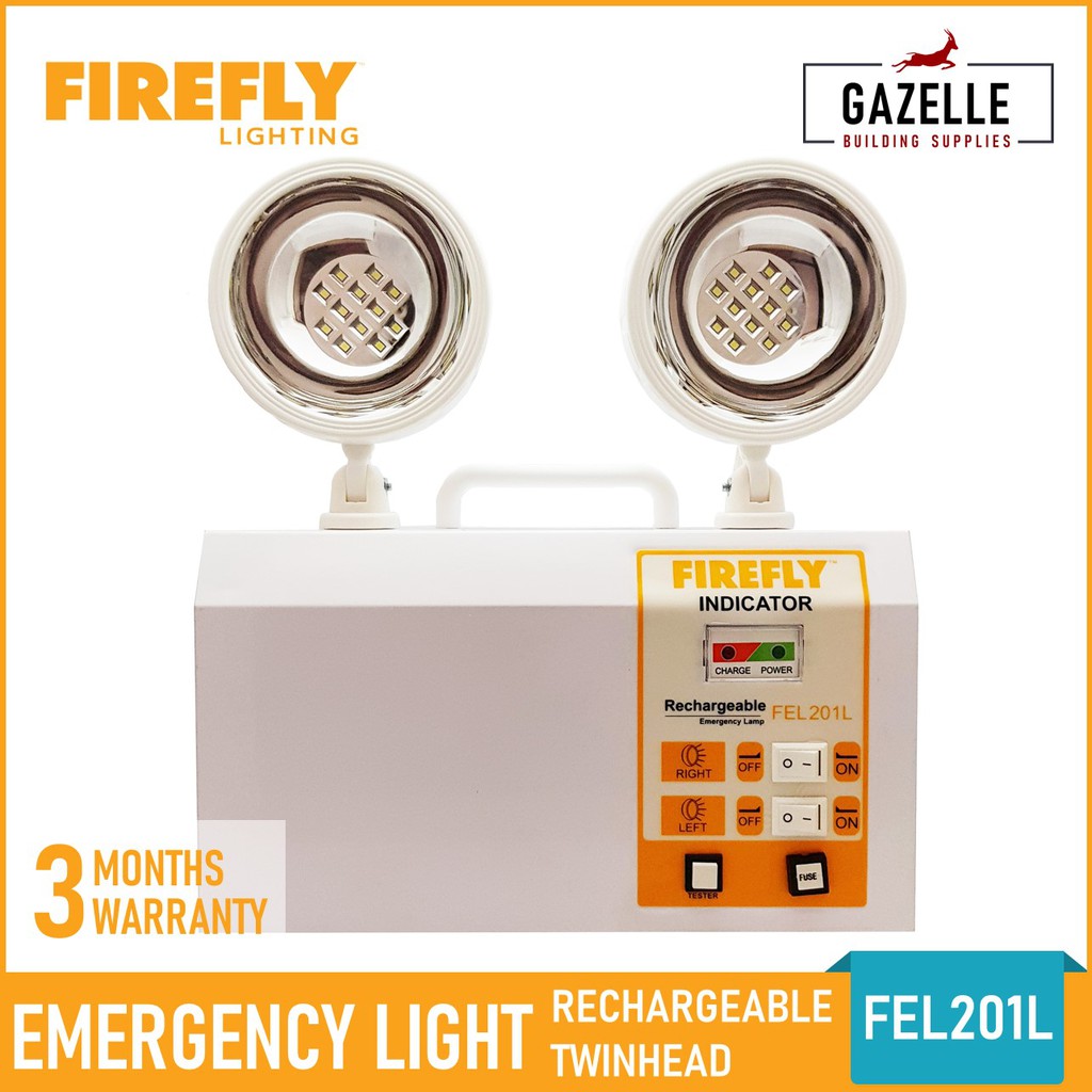 Firefly Rechargeable Twinhead Emergency Light Lamp FEL201L / FEL201L