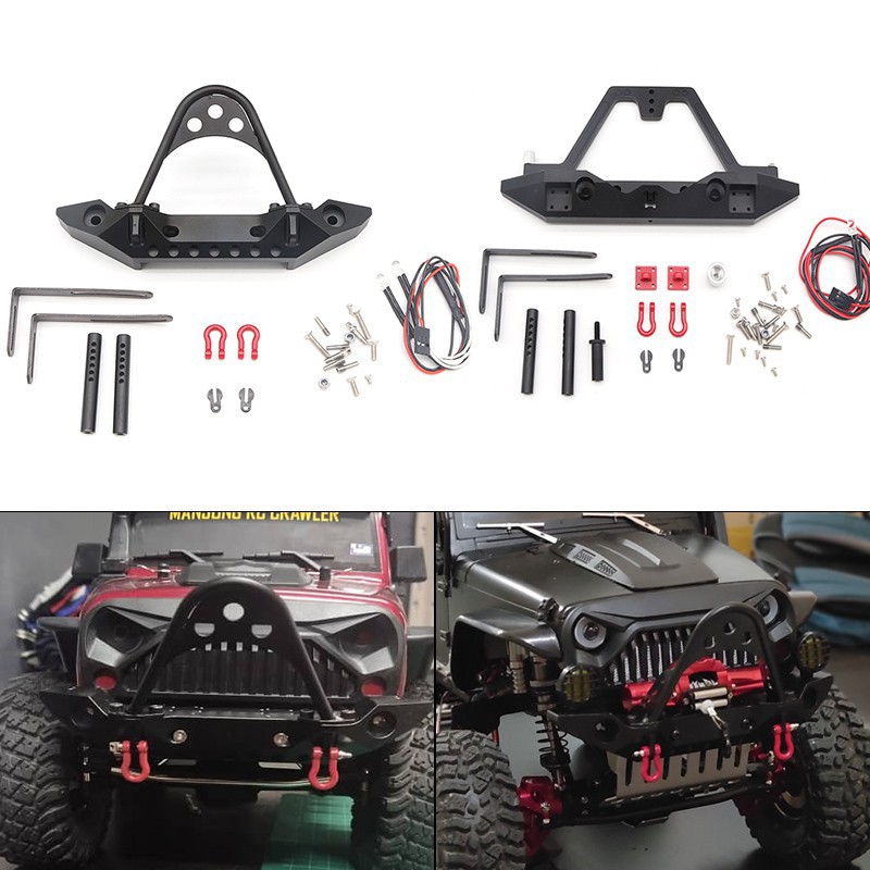 Vgoohobby Aluminum Rear Bumper with Spare Tire Carrier & Tow Hook Compatible with Axial SCX10 Jeep SCX10 II 90046 90047 TRX-4 TRX4 1/10 RC Crawler Car 
