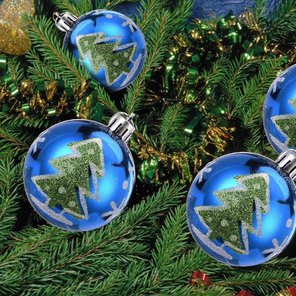 6PCS Christmas Balls Ornaments Baubles Xmas Tree Decor Drop Shot Painted Bright Wedding Party Home Hanging
