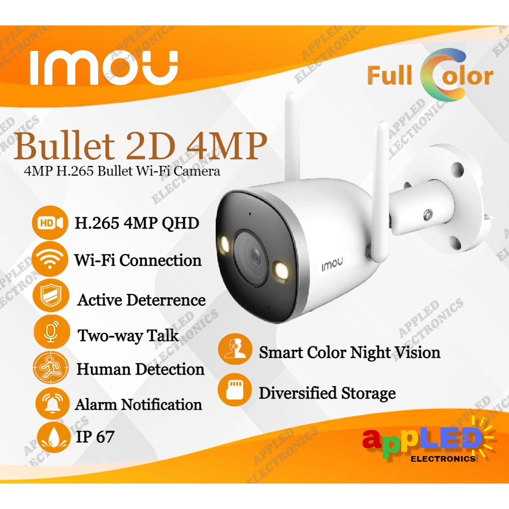Imou Bullet 2 4MP 4MP Wifi Camera Dual Antenna IP67 with Mic and