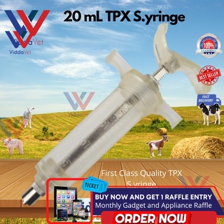 [Viddavet] 20mL Fiberglass syringe  TPX Syringe Heavy Duty Veterinary Syringe 20 cc syringe pets 1pc