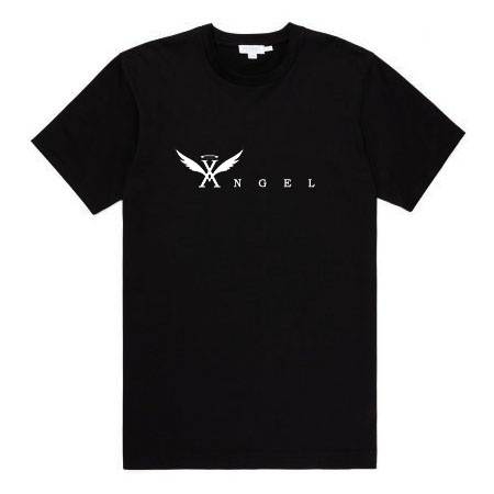 X-Angel BLACK T-Shirt white angel wings design