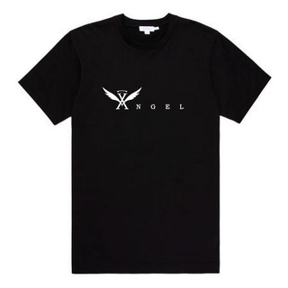 X-Angel BLACK T-Shirt white angel wings design #1