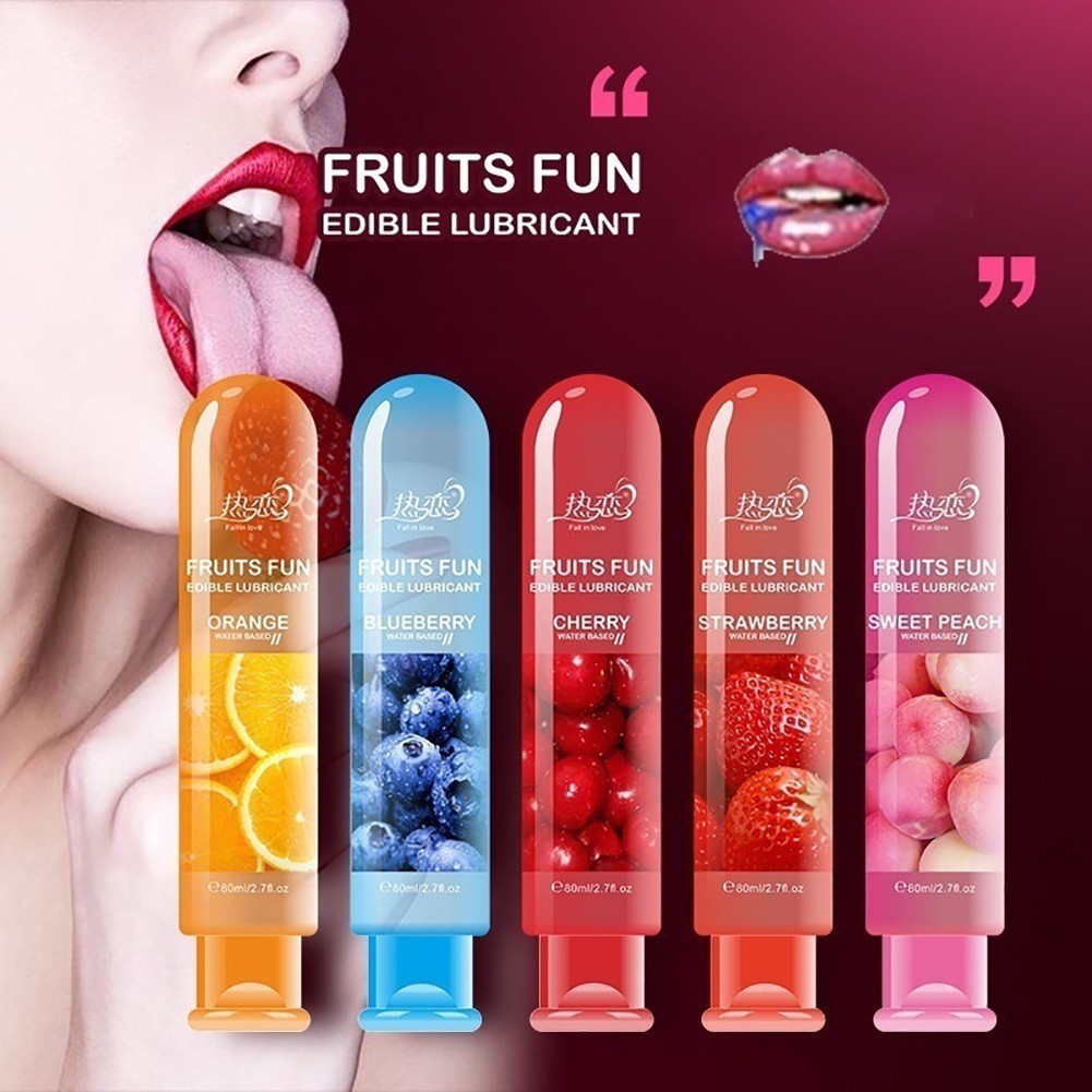 80ml Water Based Lubricant Peach Cherry Orange Fruit Edible Flavor Sex Anal Gel Sex Lube 8749