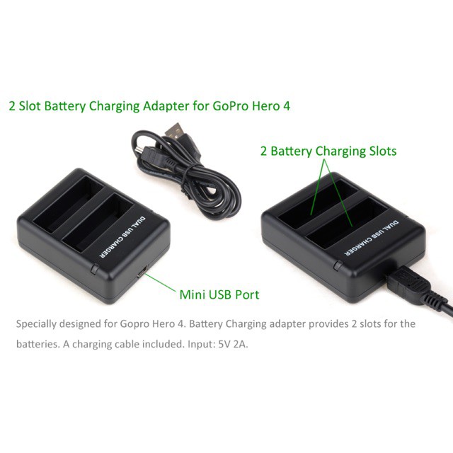 Mj Gopro Hero4 Hero 4 Dual Slot Battery Charger Shopee Philippines