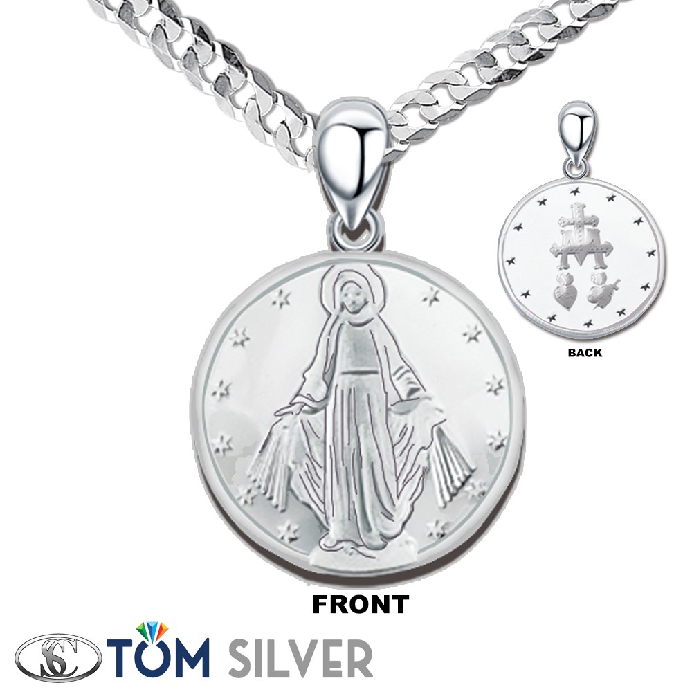 silver mary pendant