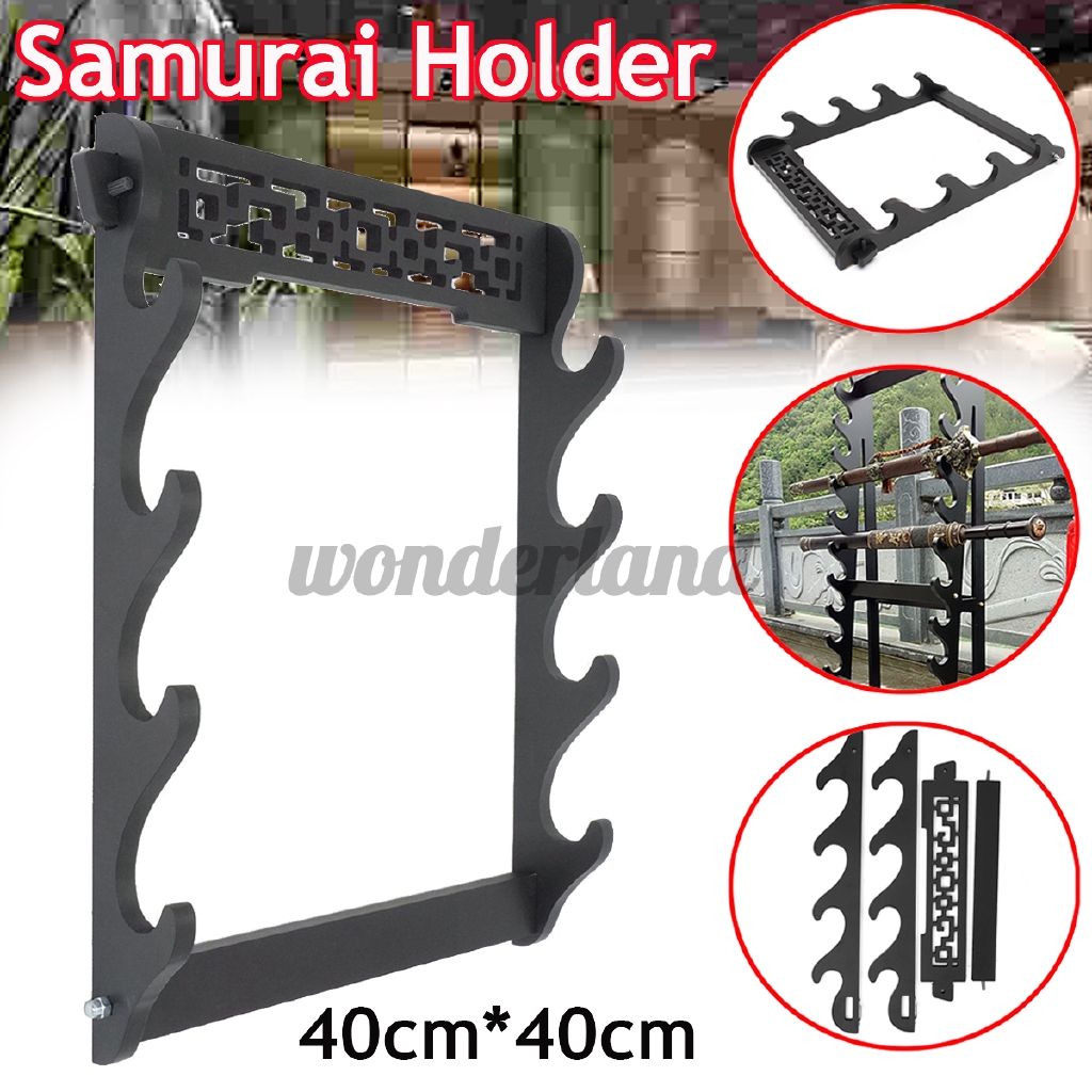 3Tier Sword Holder Bracket Display Hanger Rack Wall Mount Katana Stand 15'' MDF 