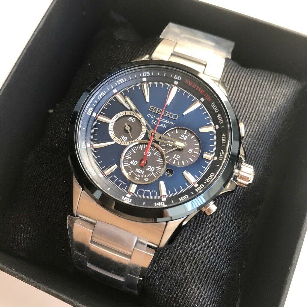 BNEW AUTHENTIC SEIKO SSC495P1 Solar Chronograph Tachymeter Blue Dial Silver  Steel Watch For Men | Shopee Philippines