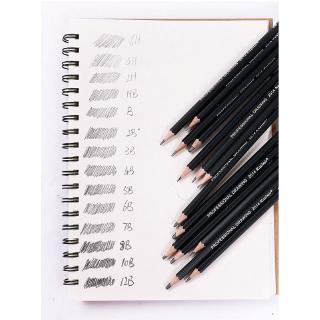 6H-12B Wooden Lead Pencils Set 14 PCS/LOT Professional drawing Journal ...