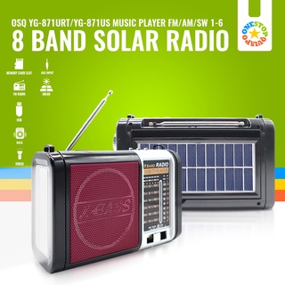 ∈✔OSQ X-BASS Solar AM/FM/SW 8 Band Bluetooth Radio YG871US-YG871URT with USB/TF MP3 Player& LED Ligh