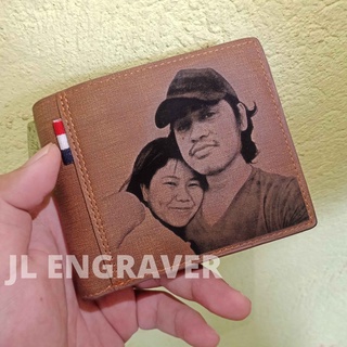 Leather Wallet with Engraved Picture and Message for Men Husband Birthday Gift High Quality Brown #1