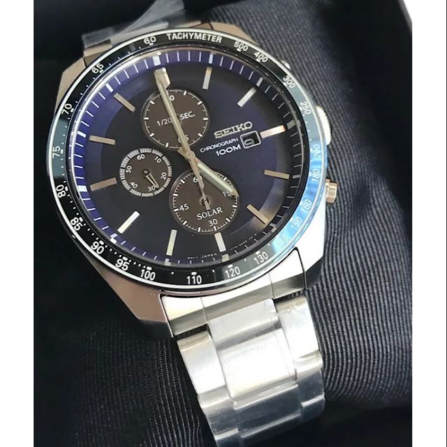 Seiko Solar Chronograph Tachymeter Blue Dial Watch for Men | Shopee  Philippines