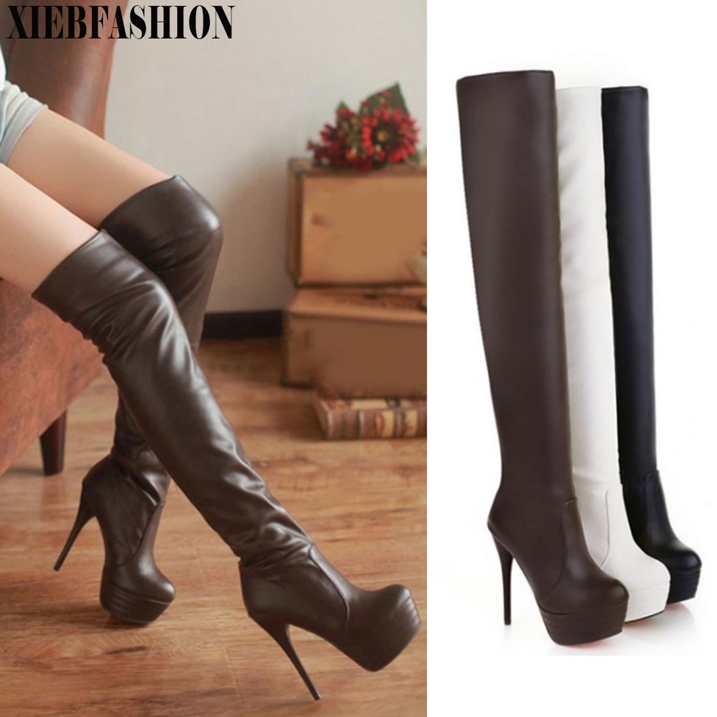 high knee boots without heel