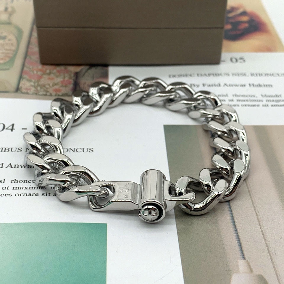 LOUIS VUITTON Donkey Bracelet L Home Silver Thick Chain Luxury ...