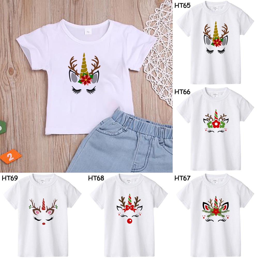 Christmas Unicorn Children S Tshirt Holiday Party Kids T Shirt White Round Neck Size 1 Year Old To 12 Years Old Christmas Tshirts Shopee Philippines