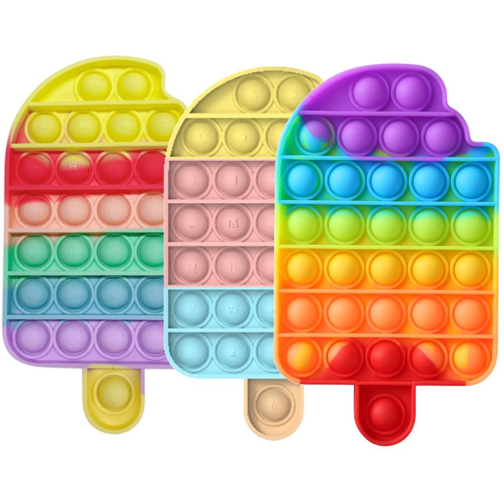 Pop It Poppit Rainbow ICE Cream Shaped Fidget Push Bubble Sensory ...