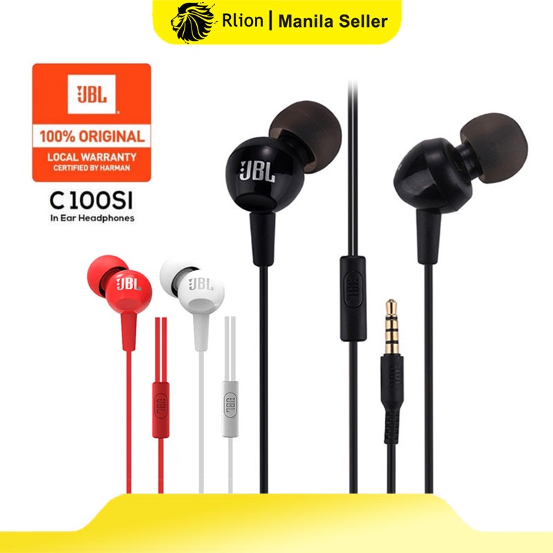 Original JBL C100SI 3.5mm wired Bass Stereo Earphone for Android IOS