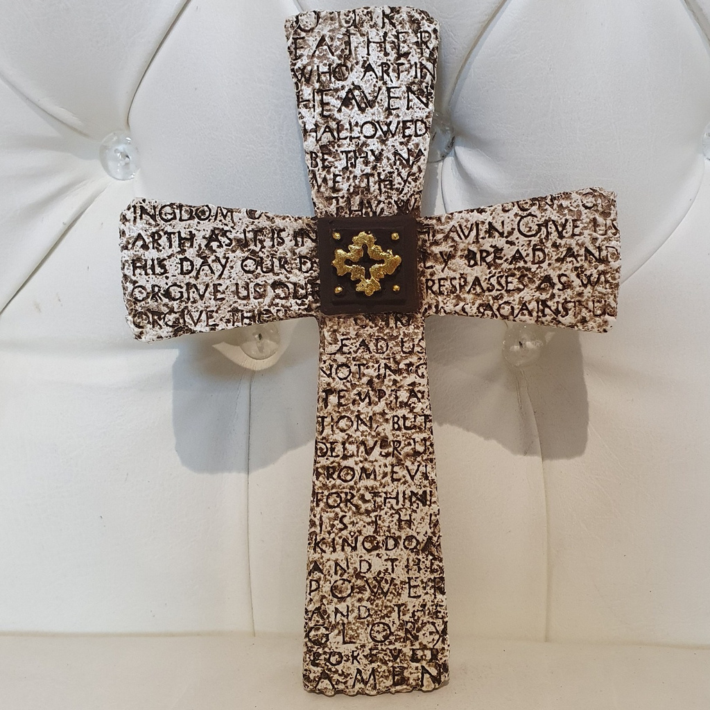 Cross with Engrave of Our Father / Lord's prayer 18 X 3 x 24 CM Wall decor symbol for Jesus Christ