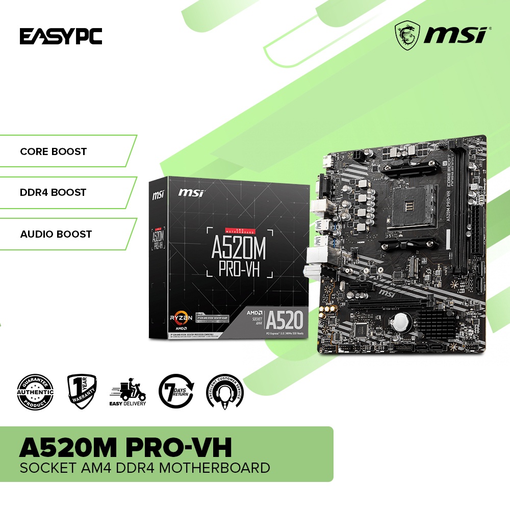 MSI A520M Pro-VH Socket Am4 Socket Ddr4 Motherboard AMD A520 Chipset ...