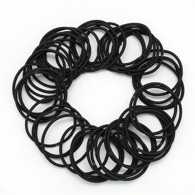 50Pcs Black Elastic Rubber Hair bands Women Kids Hair Ties | Shopee ...