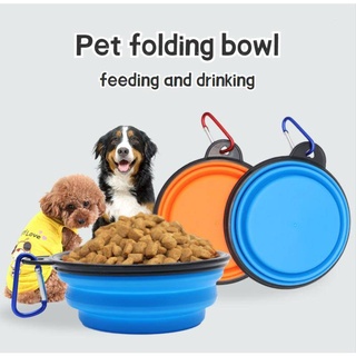 Dog Bowl Pet Folding Bowl Cat Outdoors Travel Silicon Foldable Food Bowl