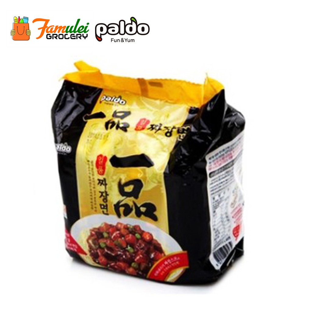 Paldo Black bean Sauce Jjajang noodles ramen 200g, 4 Packs Shopee