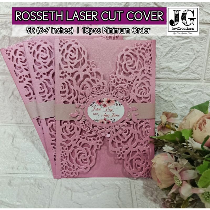 Rosseth Laser Cut Invitation Cover 5R for Wedding, Birthdays and Debut