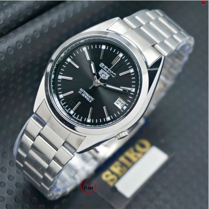 HITAM PRIA Seiko 5 Automatic Silver Stainless Steel Black Men's Watch, The  Latest Model Of Fashion Ker | Shopee Philippines