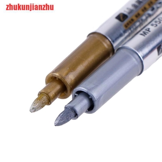 [zhukunjianzhu]2pcs DIY Metal Waterproof Permanent Paint Marker Pens Sharpie Gold and Silver #4