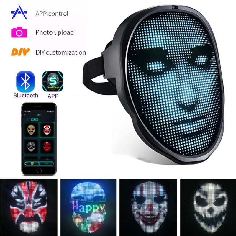 New Bluetooth App Control Smart Carnival Led Face Masks Display Led 