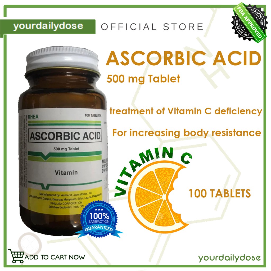 Rhea ascorbic acid 500mg 100 tablet Shopee Philippines