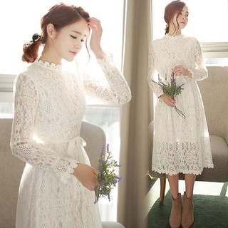 long sleeve midi wedding dress