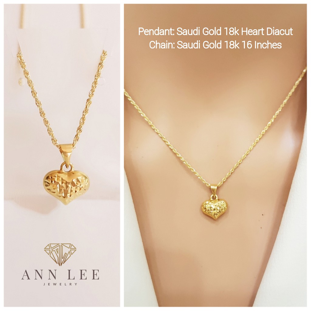 PAWNABLE FREE SHIPPING COD 18k Real Saudi Gold Heart Diacut Pendant ...