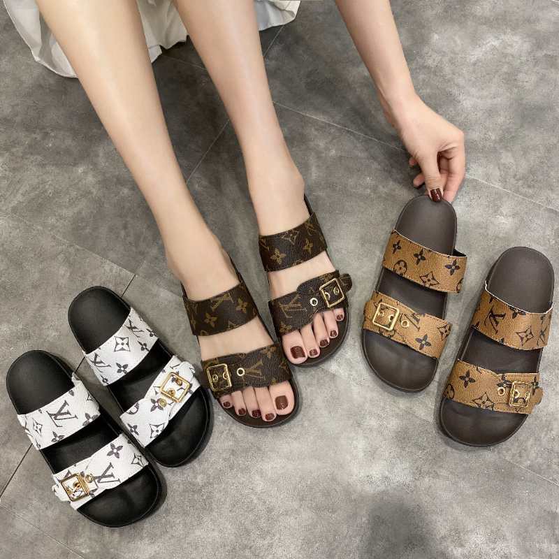 LV Louis Vuitton Printed Strap Slide 