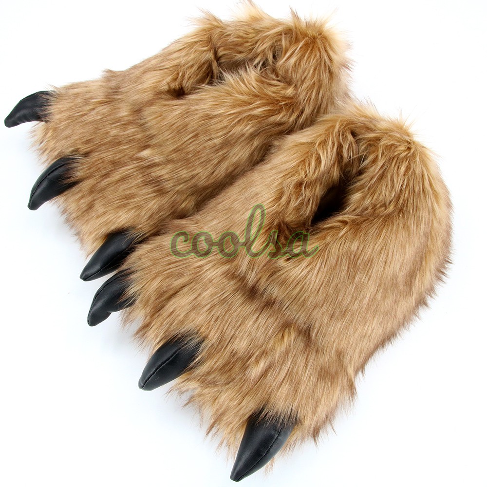 Winter Unisex Home Slippers Bear Paw Shoes Funny Animal Claw Flat Warm Soft  Indoor Floor Slippers Wo | Shopee Philippines