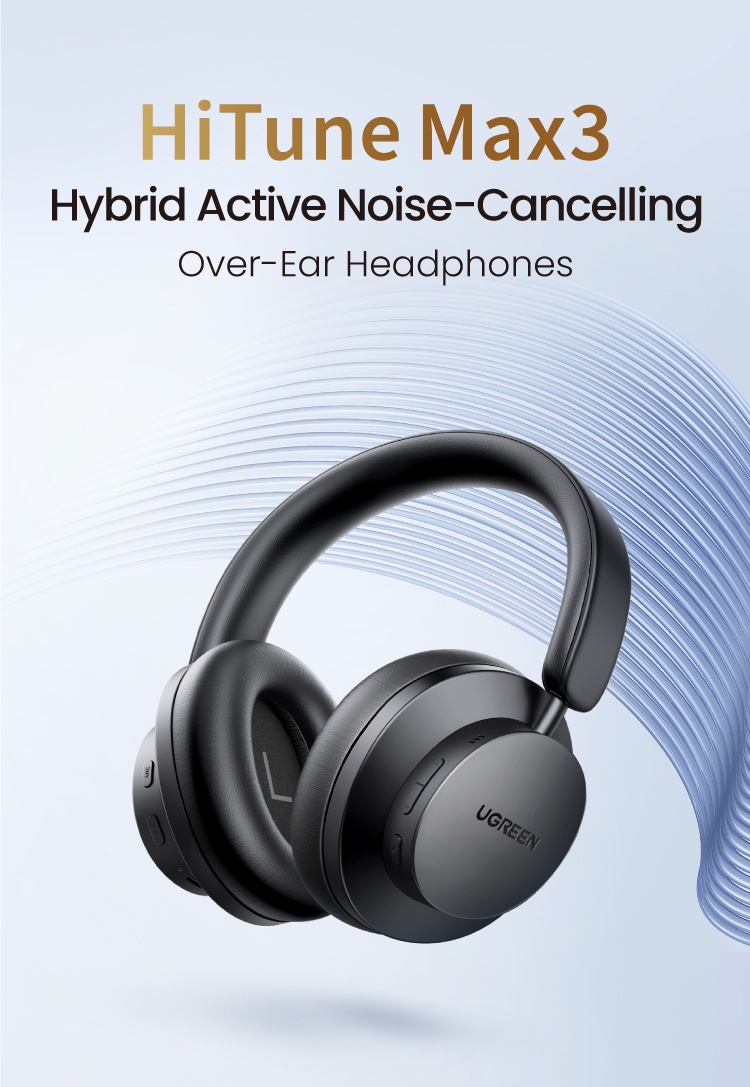 UGREEN HiTune Max3 Hybrid 35dB ANC Active Noise Cancelling Headphones ...