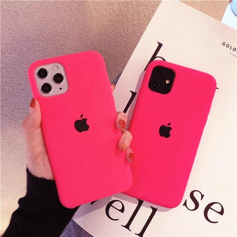 Bright Pink Full Coverage Iphone 12 12 Pro Max 12mini 11 Pro Max Se 7 8 Plus X Xs Max Xr 6s 6 Liquid Silicone Phone Case Shopee Philippines