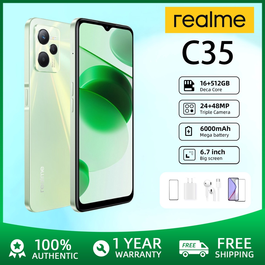 Realme C35 Smartphone 16+512GB Cellphone 6.7inch HD Full Screen