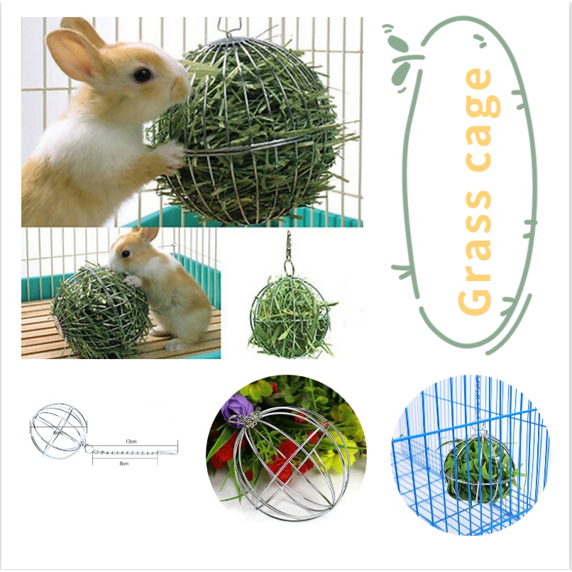 Creative Feeding Grass Brief Dispense Exercise Hanging Hay Funny Iron Ball Guinea Pig Hamster Rabbit Pet Toys